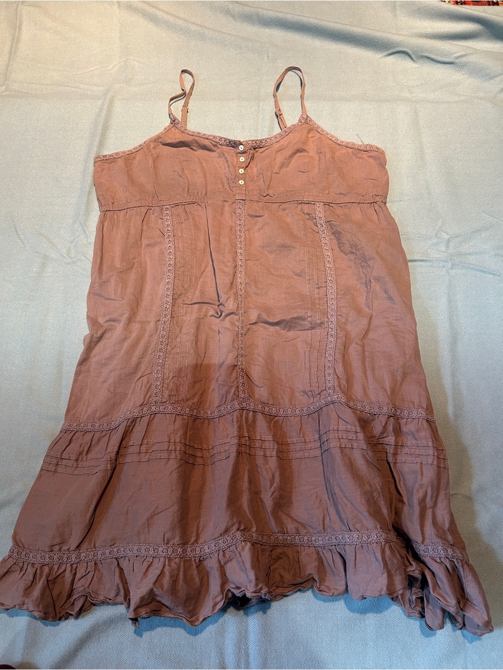 Rust Spaghetti Strap Tiered Sundress